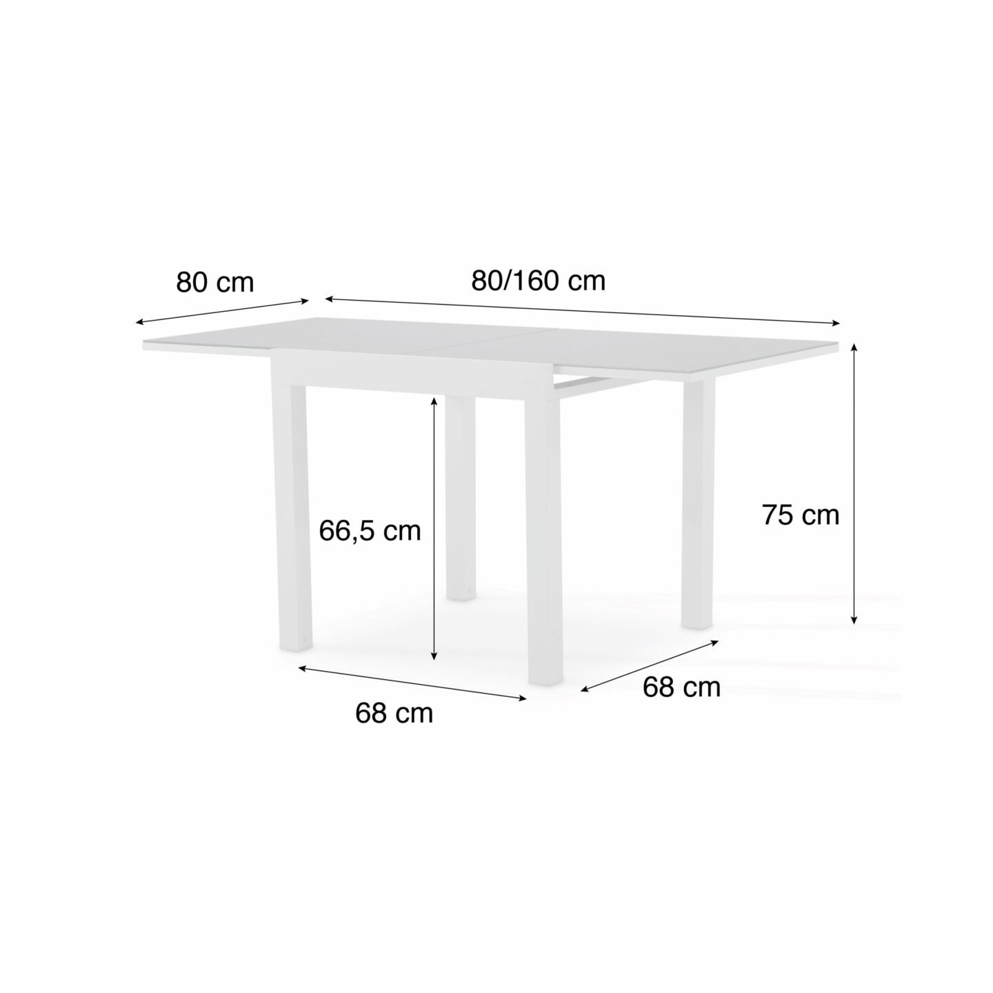 Mesa de jardín aluminio blanco 160/80x80 cm - Tokyo White - Image 6
