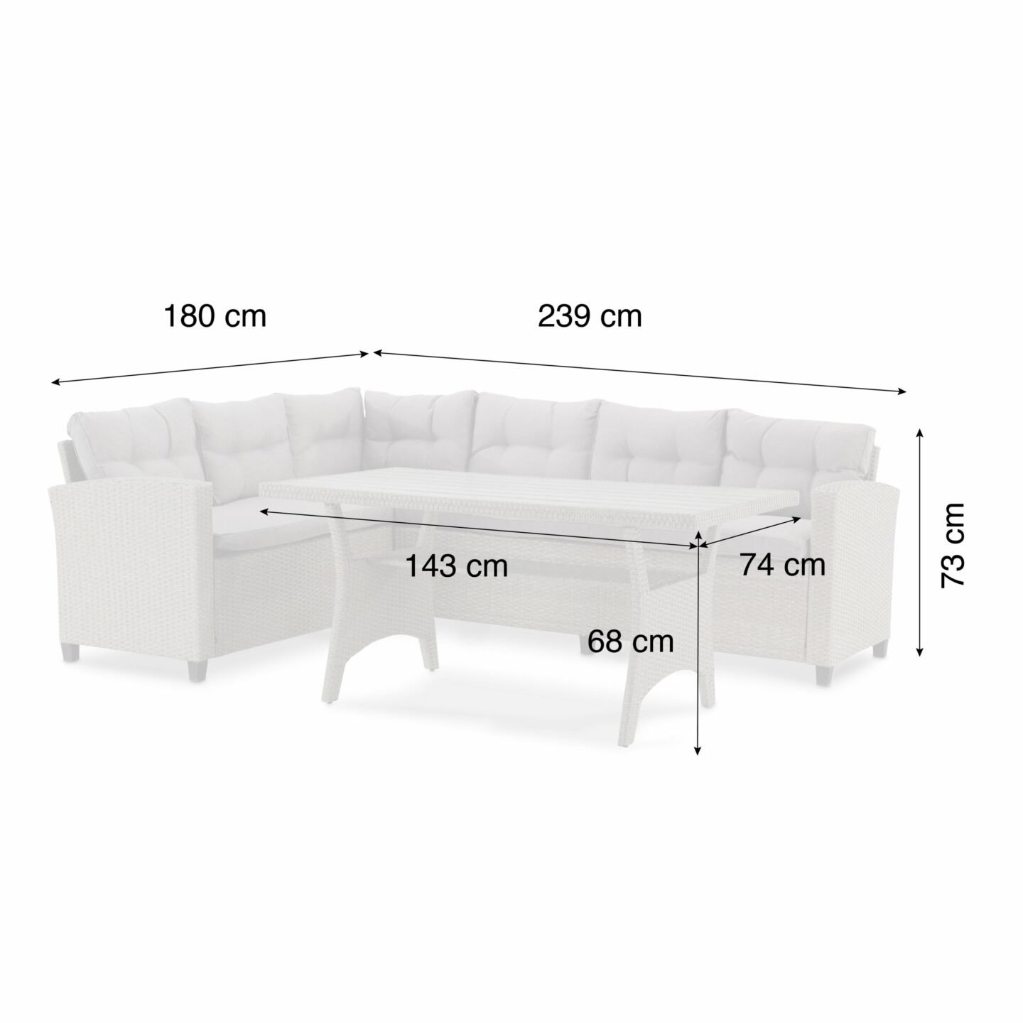 Conjunto de rattan sintético de jardim de canto e aço com mesa alta - Verona - Image 7