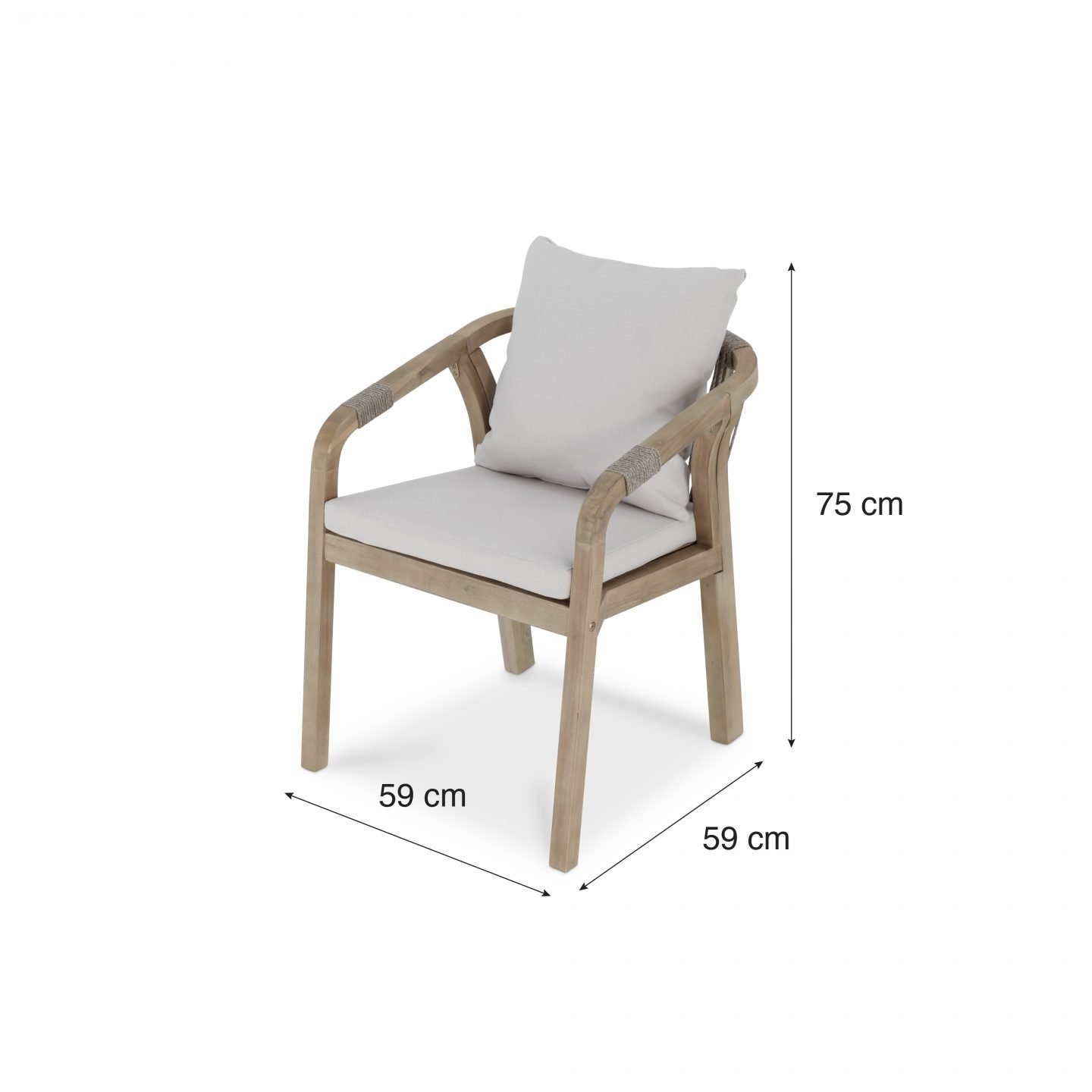Pack de 4 sillas jardín de madera de acacia y cuerda – Riviera - Image 13