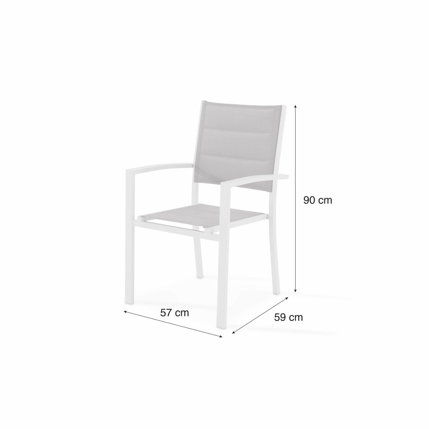 Pack de 4 sillas apilables aluminio blanco y textileno acolchado gris - Tokyo - Image 6