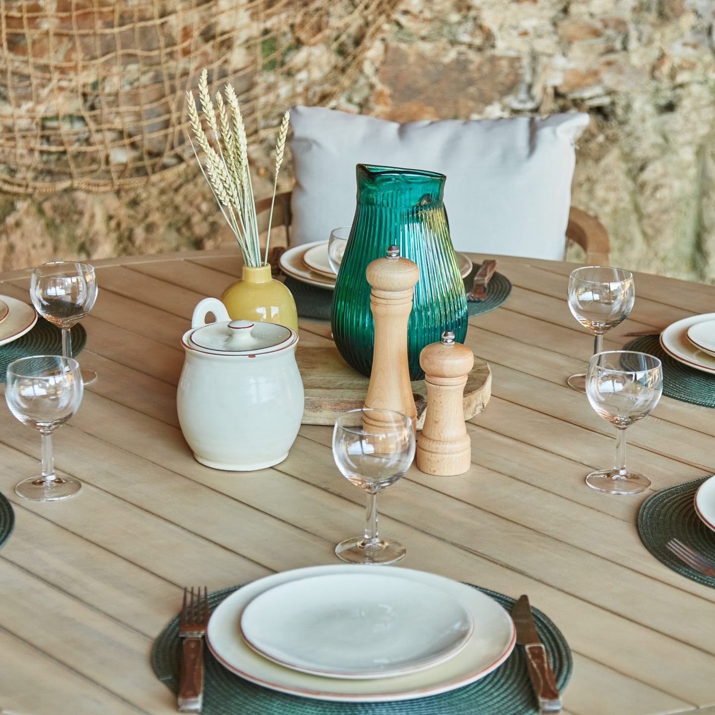 Pack de 4 sillas jardín de madera de acacia y cuerda – Riviera - Image 9