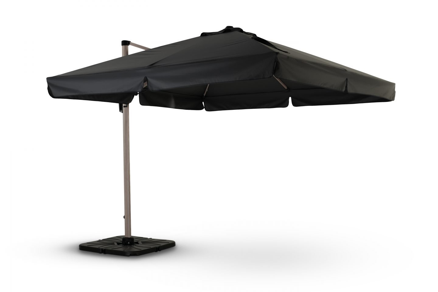 Parasol suspendido estructura imitación madera clara tejido antracita 3x3m - Milan